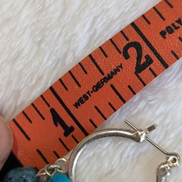 Vintage Blue/Turquoise Colored Acrylic Bead Drop Pierced Earrings - Picture 7 of 7